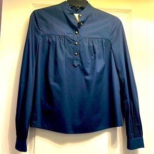 PHILLIP LIM Navy Blouse w/gold pyramid shape buttons. Size 0